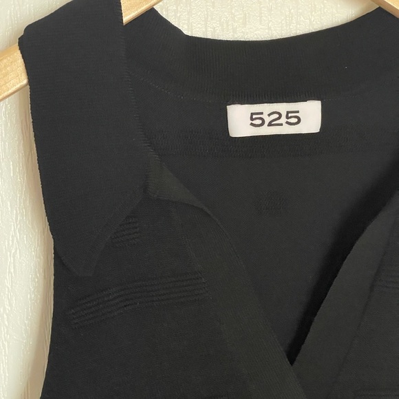 525 AMERICA TONAL JACQUARD POLO BODYSUIT BLACK COLLARED THONG BODYSUIT SMALL - Picture 5 of 8